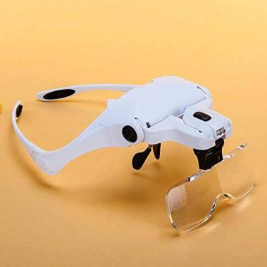 Imagem de uhyOHF Lupa com as mãos livres, viseira iluminada por LED, 5 lentes destacáveis, faixa de cabeça para leitura, lupa de joias, relógio, reparo eletrônico (
