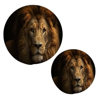 Imagem de Wassud Conjunto de tripé de leão para pratos quentes, suportes redondos de algodão, almofadas quentes, porta-copos elegantes, decoração de cozinha e acessórios, 2 peças