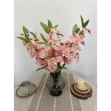 Imagem de ATFL 20 peças de flor de cerejeira rosa artificial, flores de pêssego de seda, arranjo de plantas falsas para decoração de festa de casamento, jardim, casa, rosa