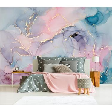 Imagem de XMPMBM M01M Papel de parede de mármore descascar e colar rosa meninas quarto banheiro abstrato arte colorido texturizado mural de parede - 299.7 cm x 215.9 cm (69 pés quadrados)