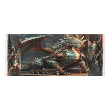 Imagem de Wassud Capas de lavadora e secadora Fiery Dragon, protetor de lavadora com sacos de armazenamento, capa de geladeira à prova de poeira com bolsos para lavanderia doméstica, cozinha, 120 x 55 cm