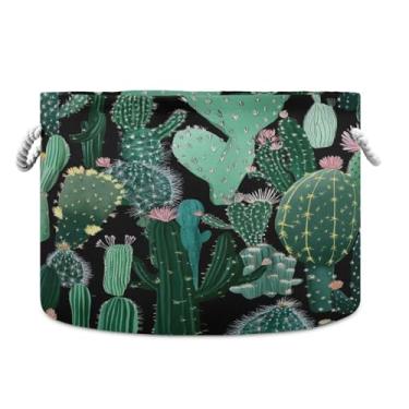 Imagem de WELLDAY Cesta de corda de algodão cactos cesta de lavanderia de bebê para sala de estar, lavanderia, berçário, travesseiros, decoração de casa