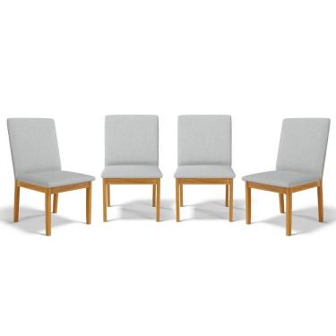Imagem de Kit Com 4 Cadeiras Daniela Madeira Maciça Estofada Para Mesa De Jantar
