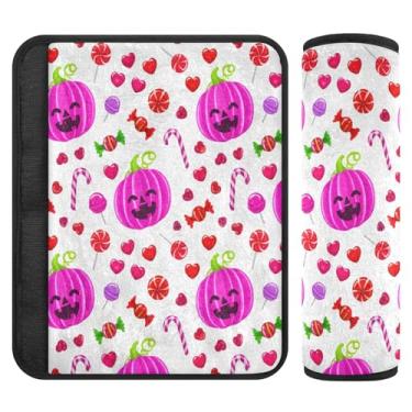 Imagem de Burbuja Pumpkins Candy Pieces Capa de cinto de segurança para carro, macio, confortável, protetor de cinto de segurança para alça de ombro de assento, 1 par pequeno