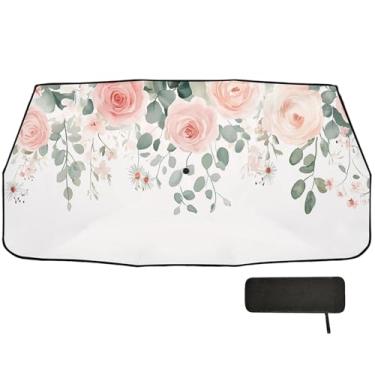 Imagem de Burbuja Guarda-sol de para-brisa de carro, guarda-chuva de para-sol floral dobrável em aquarela bloqueia raios UV e calor solar, adequado para caminhonete Sedan SUV na maioria dos veículos