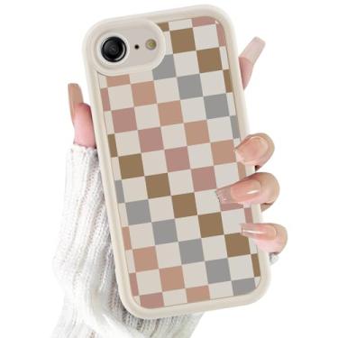 Imagem de Vulfwela Capa para iPhone 16e de 6,1 polegadas estética colorida quadriculada capa de telefone com design de padrão xadrez macio e fino TPU à prova de choque para meninas e mulheres