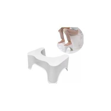 Imagem de Banquinho Auxiliar para Vaso Sanitário, Branco, Plástico, 17x22,5x39cm, Antiderrapante, Design Anatômico, 382g
