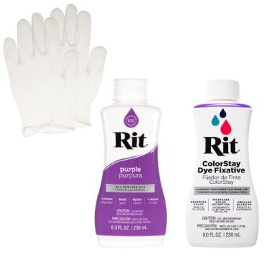 Imagem de Conjunto de corante líquido Rit com fixador ColorStay – Kit tudo em um com luvas para reduzir o sangramento de cor (roxo)