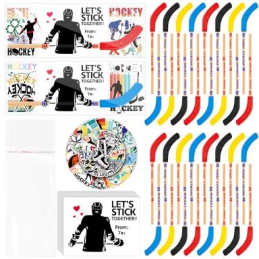 Imagem de Gosodeny Conjunto de 32 lápis de hóquei e borrachas de hóquei a granel, inclui lápis de hóquei, adesivos de hóquei, embalagens de cartões de hóquei, sacos de presente, fãs de hóquei, fãs de esportes
