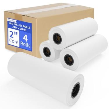 Imagem de Papel de grande formato 61 cm x 30 m, 4 rolos de papel plotter em núcleo de 5 cm, rolos de ligação CAD para impressão CAD em impressoras jato de tinta de grande formato