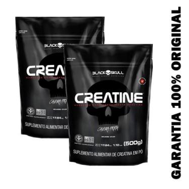 Imagem de Kit 2x Creatine 500g Creatina Monohidratada Caveira Preta - Black Skul