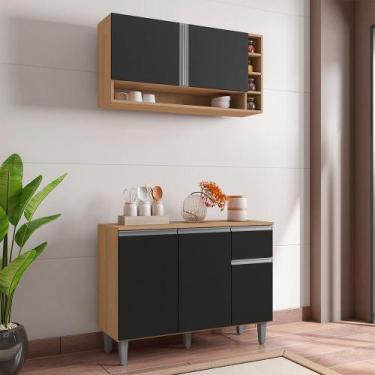 Imagem de Kit Cozinha Vanessa Armário e Aéreo Completo Multiuso AJL Móveis, Amên