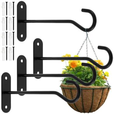 Imagem de Gancho para plantas de parede de 15 cm suporta até 10 kg, ganchos de pendurar para plantas de ferro, ganchos de cesta de flores, suporte de plantas para alimentadores de pássaros, lanternas de sinos