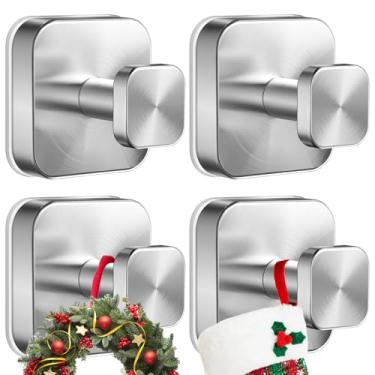 Imagem de AbluFirst Ganchos de ventosa para chuveiro, sem broca, removível, ventosa para banheiro, parede, vidro, janelas, espelhos de cozinha para pendurar toalhas, roupões, casaco, bucha - prata (pacote com 4