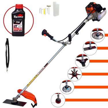 Imagem de Roçadeira Import Way IWRGM2T5X163 7500rpm 63cc 3HP Com Carretel + Facas 2 Pontas, 3 Pontas, 6 Pontas, 80 Dentes de Vídea e Escova de Aço + Óleo Toyama