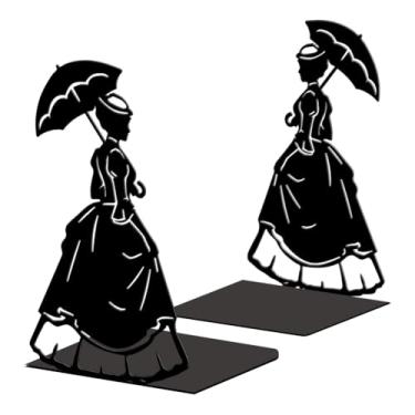 Imagem de Peacoblue Suportes de livros de metal para prateleiras, tampas de livro de estudo resistentes decorativas modernas alienígenas para escritório, mesa, prateleira, sala de ferro fundido simples e altos