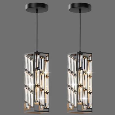 Imagem de Aoceley Luminária pendente preta, luminária pendente moderna, mini luminária de teto pendente de cristal, luminária pendente para ilha de cozinha, sala de jantar, quarto, iluminação de pia de cozinha