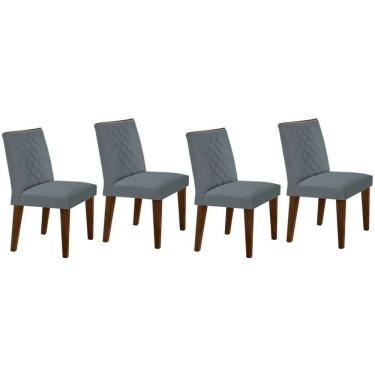 Imagem de Cadeira Sala de Jantar Jade Madeira Kit 4 Un Capuccino - Veludo Grafite - Rufato