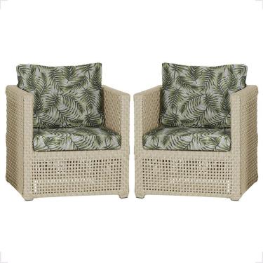 Imagem de 2 Poltronas Madri Alumínio Corda Náutica Estofado 5 Trama Rami