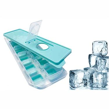 Imagem de Forma de Gelo Silicone com Tampa Enche Fácil Super Pratico (Verde água)