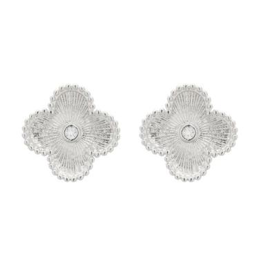 Imagem de Brinco Flor Trevo Virgínia Blogueira P Banhado Prata 925 - Papillon Se