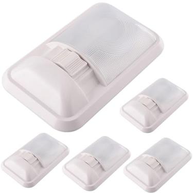 Imagem de SYAHEiPENG 5 pacotes de luz de teto interior para trailer, lâmpada de leitura de cúpula LED de 12 V com interruptor de entrada única, luminária branca natural para trailer, trailer, motorhome, barco