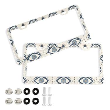 Imagem de SEHANY Molduras para placa de carro que tudo vêem, moldura de placa de carro de alumínio à prova de ferrugem com furos e parafusos elípticos serve para acessórios de carro de tamanho padrão de