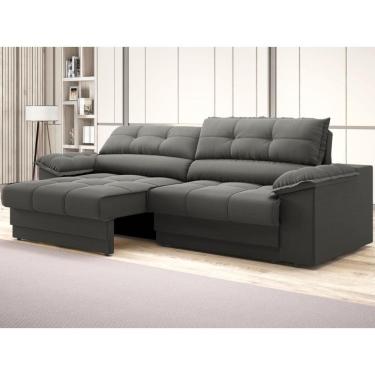 Imagem de Sofá com Carregador USB e Molas no Assento Retrátil Reclinável Mimo 2,50m Velosuede - NETSOFAS