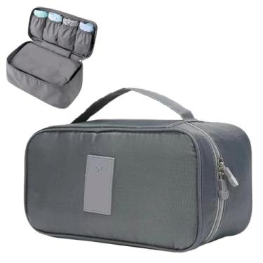 Imagem de Bolsa de sutiã de viagem organizador portátil de armazenamento de roupas íntimas com vários compartimentos, lingerie de pano Oxford e estojo de armazenamento de biquíni para viagens, estojo compacto