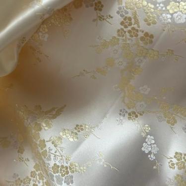 Imagem de Tecido brocado por jarda, 75 cm para bricolage, artesanato, brilho luxuoso, vestido de casamento drapeado leve e nítido, fantasias, moda, SE (tamanho: 1 m/39,3 polegadas, cor: 31 - flor de ameixa