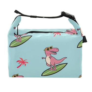 Imagem de TSENQUE Lancheira azul de desenho animado personalizado T Rex para mulheres lancheira com estampa animal para trabalho reutilizável bolsa térmica para trabalho