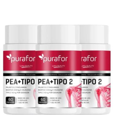Imagem de Kit 3 Suplemento PEA + Colágeno Tipo 2 | Palmitoiletanolamida Bioativa 600mg + Colágeno Tipo 2 40mg | 120 Cápsulas | Articulações e Recuperação Muscular