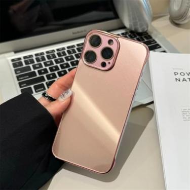 Imagem de Capa de luxo ultrafina em vidro temperado para iPhone 16 15 14 12 13 Mini 11 Pro Xs Max X Xr 15 16 Plus, capa protetora rígida (para iPhone 14 Plus/Rosa)