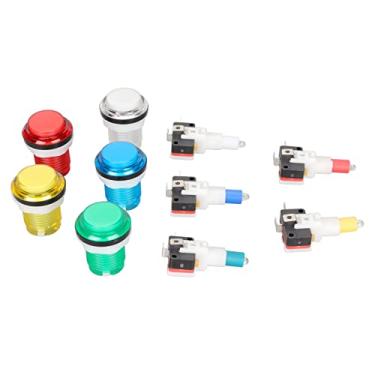 Imagem de Cryfokt Botões de Jogo DIY de 32 Mm Com Luzes LED, Reinicialização Automática de 5 Cores para Jogos de Máquina - Design Responsivo e Ergonômico