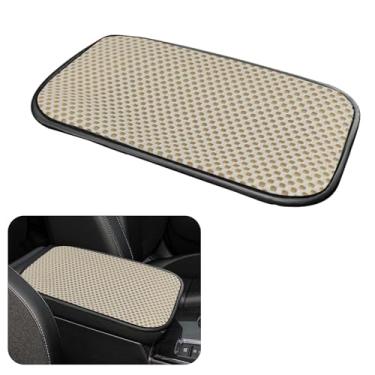 Imagem de ongfuwu Capa de console central de carro, capa de apoio de braço de seda gelada de resfriamento de 12,4" × 7,5 cm para carros, almofada de apoio de braço automotivo respirável, protetor de console do