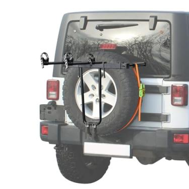 Imagem de TOPOWN Suporte de bicicleta ajustável para SUV, suporte para porta traseira de 2 bicicletas, suporte para carro pesado, suporte de roda sobressalente dobrável para pneu sobressalente