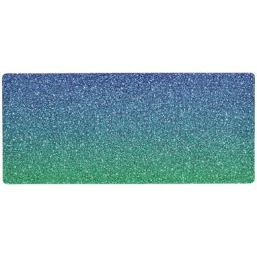 Imagem de Tapete de mouse com glitter verde marinho para controle de precisão de mesa, 80 x 30 cm, tapete de mouse pad