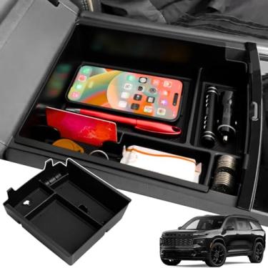 Imagem de Bandeja organizadora de console central para Chevy Traverse/GMC Acadia/Buick Enclave 2026 2025 2024 Acessórios interiores - Caixa de armazenamento de moedas para console central central do meio