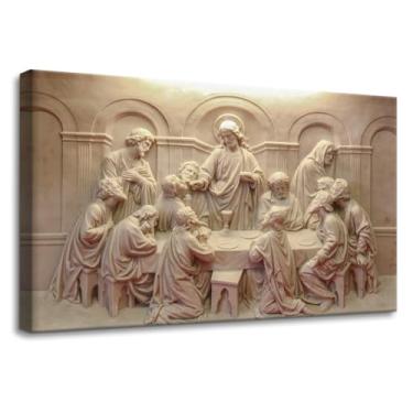 Imagem de Pacimo Impressão de arte de parede em tela Jesus 12 apóstolos decoração de parede A última ceia estilo escultura pintura de imagem arte moderna para sala de estar quarto escritório decoração de casa