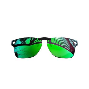 Imagem de MYCOURAG Lentes polarizadas de encaixe com proteção UV para óculos de sol Ray-Ban Meta Wayfarer RW4008 e RW4012 (53-22) – Armação espelhada esmeralda revestida polarizada