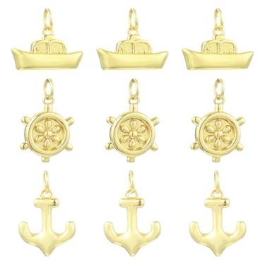 Imagem de Ipotkitt Pingentes de latão para fabricação de joias leme, navio memória, medalhão, coração, peixe, cozinha, animais, utensílios, amuletos de dólar para joias, pulseira, colar, Latão, Sem Pedra