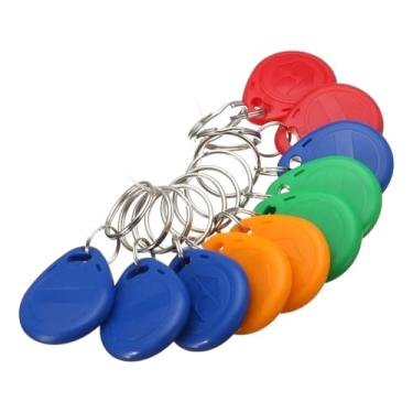 Imagem de Tag RFID 125 KHz Gravável EM4305, Kit com 10 Unidades, Chaveiro Multicolorido para Controle de Acesso, Plástico ABS