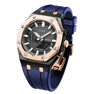 Imagem de EZZON Para GA2100 GA2110 Mod Kits, moldura de pulseira de relógio de metal, conjunto de acessórios de substituição para modificação de relógio, fivela ouro rosa (azul)