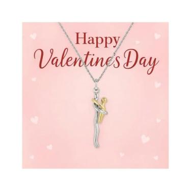 Imagem de Roe Dolph Colar de abraço para mulheres, colar de dia dos namorados, presentes significativos de dia dos namorados para ela, esposa, marido, filha, Metal, Sem Pedra Preciosa