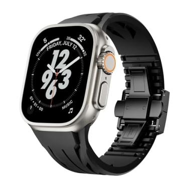 Imagem de BDNJN Pulseira Fluororubber para Apple Watch Sport Ultra 2 49/45/44/42mmS10 46 mm 42 mm Luxuosa FKM Pulseira macia Iwatch Ultra S10 9 8 7 Se 6 5 Pulseiras de relógio, 42/44/45mm, Ágata