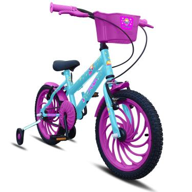 Imagem de Bicicleta Aro 16 Sutton Kids Feminina Infantil Fadinha Cesta Rodina Azul