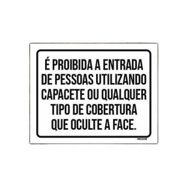Imagem de Placa Proibida Entrada Pessoas Utilizando Capacete 36X46 - Sinalizo.Co