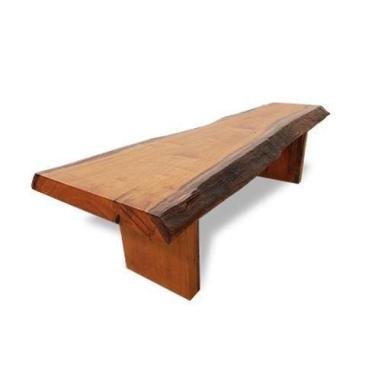 Imagem de Banco de Tronco Pequiá Maciço Cor Imbuia para Mesa ou Jardim - Made Wo