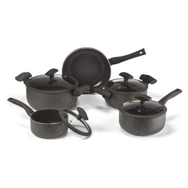 Imagem de Jogo de Panelas Antiaderente Soft Touch Marrom 5 Pçs - Hercules