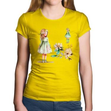 Imagem de Baby Look Algodão Meninas e Flores - Foca na Moda, Amarelo, M
